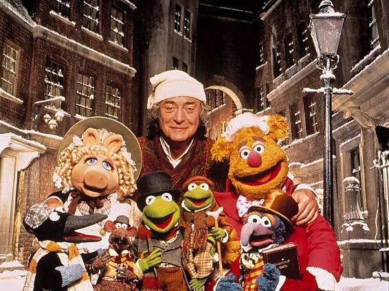 Miss Piggy, Michael Caine, Fozzie Bear, Kermit, and Gonzo in 'The Muppet Christmas Carol'