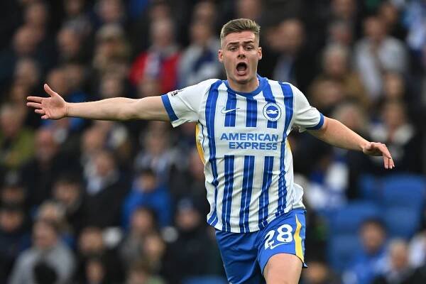 Evan Ferguson of Brighton & Hove Albion playing in a Premier League match.