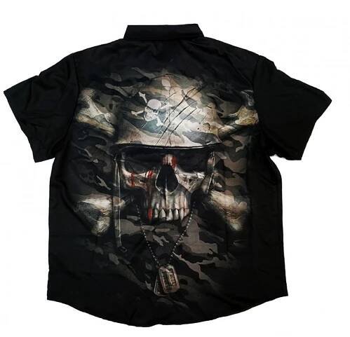 Havajská košile s lebkou CAMO SKULL | Spiral.cz - Gothic metalová trička