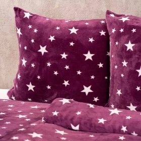 Povlečení mikroflanel Stars violet , 140 x 220 cm, 70 x 90 cm