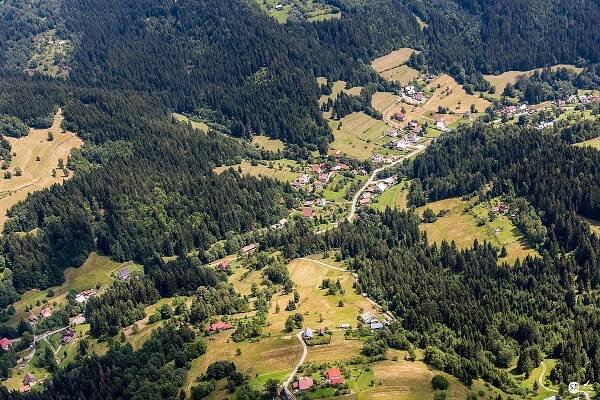 Obec Korňa - Letecké pohľady na obec Korňa