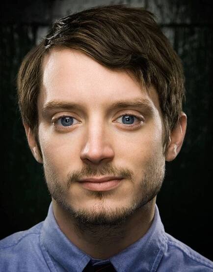 A close-up shot of Elijah Wood displaying an innocent expression Wallpaper
