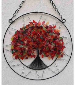 Drátovaný strom života - barvy podzimu 26 cm