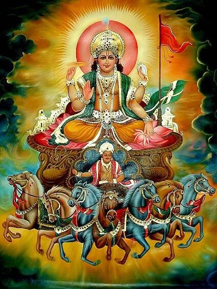 Surya on seven horse chariot
