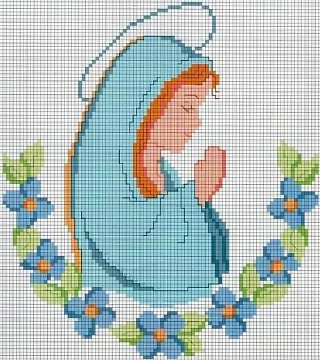 Virgen | Punto de cruz angelitos, Cuadros punto de cruz, Punto de cruz