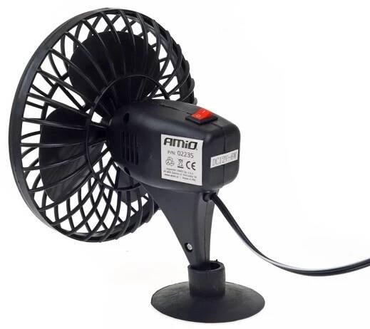 Ventilátor do auta AMIO, 12V | 14 cm, plastový s přisavkou - auto-doplnky.com