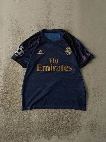 Vintage Y2K Navy Blue Adidas x Real Madrid #7 Madsen Soccer Jersey (M/L)