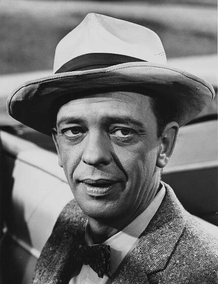 Headshot of comedic actor Don Knotts wearing a hat, circa 1960.