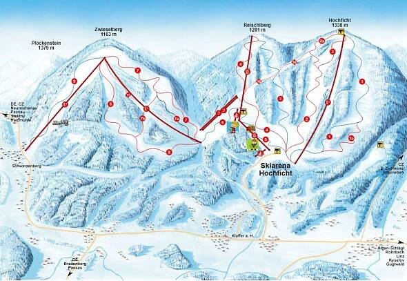 Ski areál Hochficht /Smrčina - informace a mapa