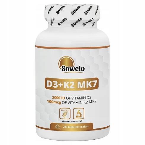 Vitamín D3 + K2 MK7 200 tablet – Kosti, Srdce, Imunita – Sowelo