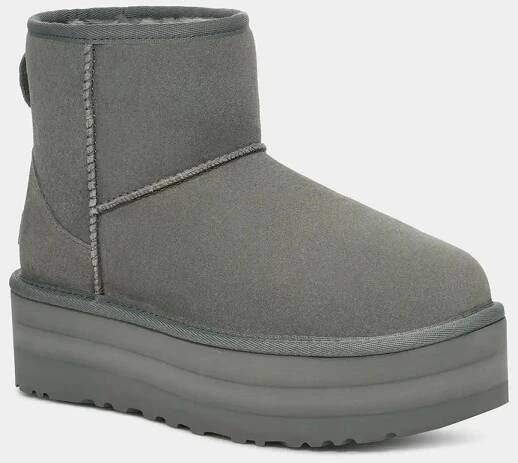 UGG Šedé dámské semišové sněhule na platformě UGG Classic Mini Platform
