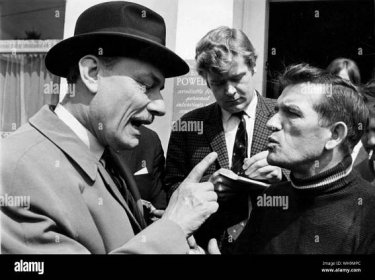 4th May 1968: Enoch Powell (1912-  ), British Conservative politician in earnest conversation with one of his constituents, Wolverhampton. Stock Photo