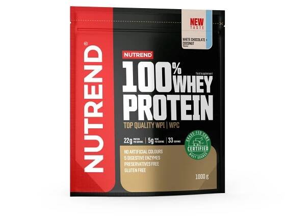 Nutrend 100% Whey Protein 1000 g, bílá čokoláda + kokos