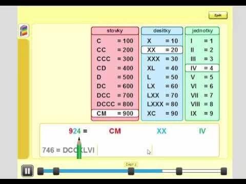Římské číslice (od 100 do 1000), Matýskova matematika pro 4.roč., 1. díl, str. 56, cv. 3