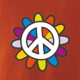 Peace symbol s kreslenou květinou - Heavy new - triko pánské