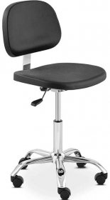 Laboratórna stolička - 120 kg - čierna - chróm - výškovo nastaviteľná od 450 do 585 mm