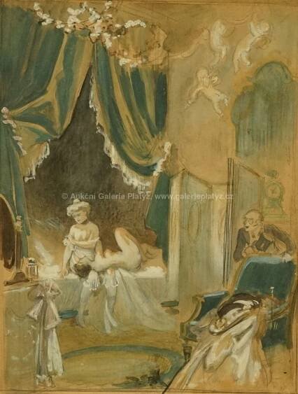 Rudolf Vácha / V nevěstinci - detail aukce « Aukce « Aukční Galerie Platýz