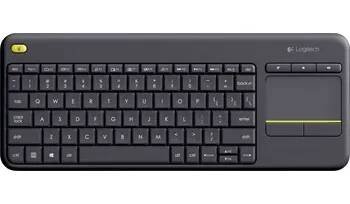 Logitech Wireless K400 Plus bezdrátový klávesnice německá, QWERTZ černá integrovaný touchpad, tlačítka myši