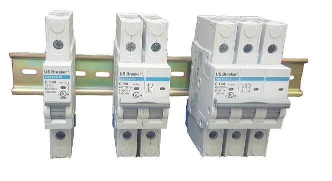 US Breaker UL489 1P, 2P, 3P DIN Rail Breakers