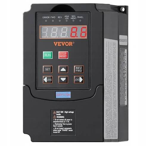 Obrázek produktu pro VEVOR frekvenční měnič VFD 2 hp, 1,5 kW, 7,5 A, 1 nebo 3fázový vstup 220 V na 3fázový výstup 220 V, vstup 40-60 Hz, výstup 0-400 Hz, VFD pro řízení otáček vřetenového motoru CNC