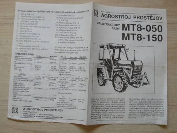 Agrostoroj Prostějov - Malotraktory řady MT8-050, MT8-150 - prospekt