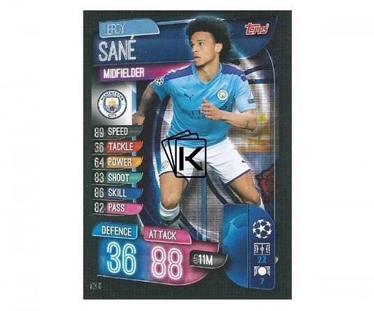 Fotbalová kartička 2019-2020 Topps Champions League Match Attax - Manchester City - Laroy Sané 10