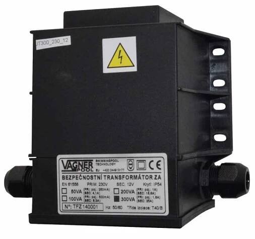Bezpečnostní transformátor 200 W, zalitý 230 V/12 V