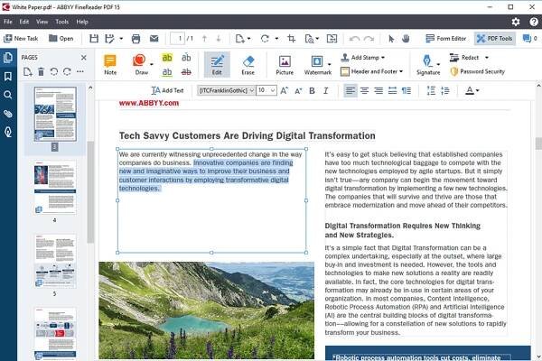 finereader pdf-xchange editor alternative interface