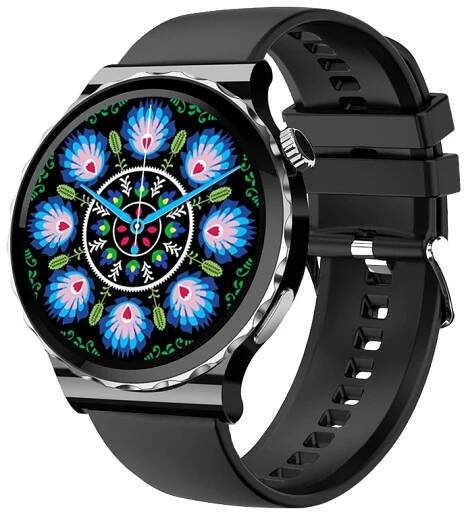 Chytré hodinky Madvell Lotus 2 s bluetooth voláním černá se stříbrnou a silikonovým řemínkem