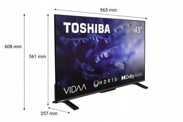 TOSHIBA LED televize 43 palců 43LV2E63DG Šířka výrobku včetně základny 97.3 cm