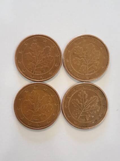5 euro cent Německo z roku 2002 A,D,J,F.