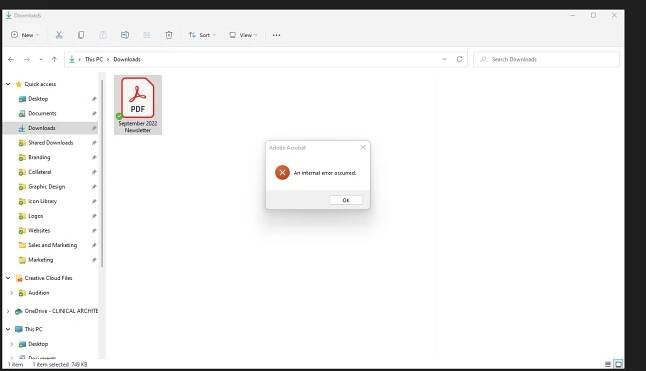 Fix: Adobe Acrobat An Internal Error Occurred