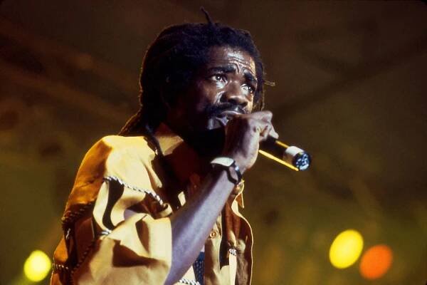 Cocoa Tea performs on stage in Kingston, Jamaica, 1993.