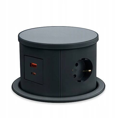 Zásuvka na desku zasunutelná do desky černá výsuvná 3x 230V 2x USB Značka Smartt
