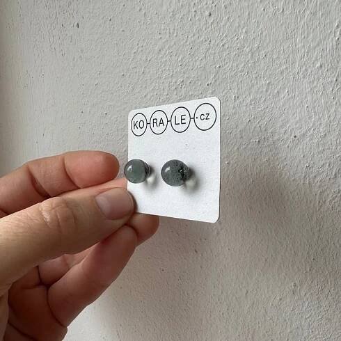 Skleněné náušnice pecky Drops Grey 1
