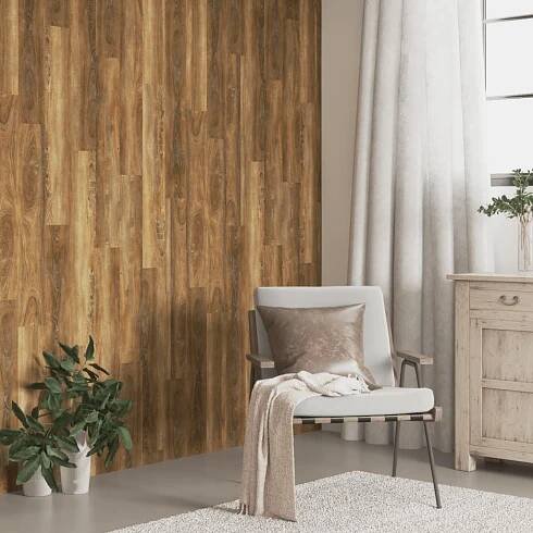 OMAXI Nástěnné panely vzhled dřeva hnědé PVC 4,12 m2 918057