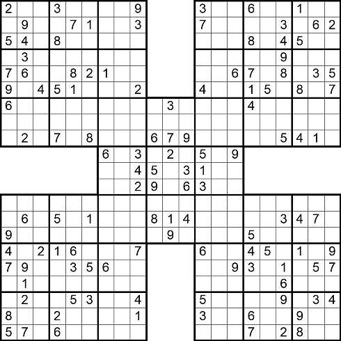 Sudoku Samuraj - náročné sudoku, pro opravdové fajnšmekry