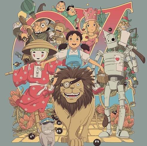 A magical journey with Studio Ghibli characters Wallpaper