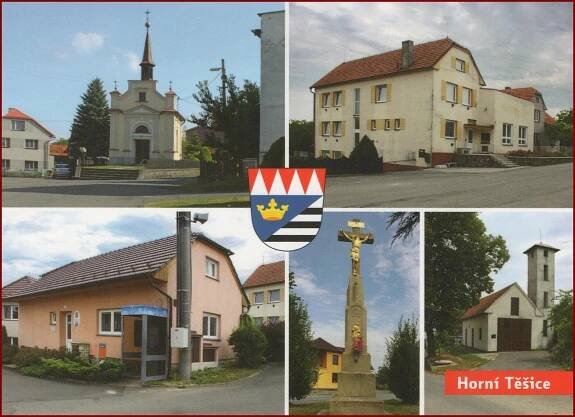 Horní Těšice * erb, radnice, kostel, hasiči, okénková * Přerov * B2160 | Aukro