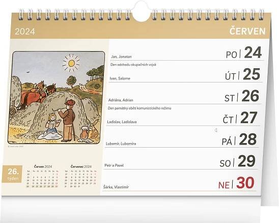 Stolní kalendář s extra velkým kalendáriem Josef Lada 2024, 30 × 21 cm NOTIQUE | Knihkupectví Daniela 