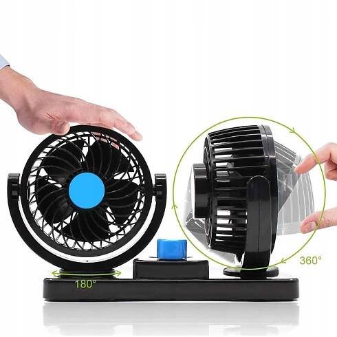 VĚTRÁČEK DO AUTA DVOJITÝ VENTILÁTOR 12V SILNÝ AUTO 360 STUPŇŮ Váha výrobku včetně jednotkového obalu 0.395 kg