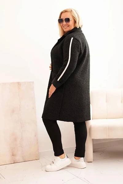 Oversize kabát z umělého beránka s velkými kapsami model 5274-1 černý