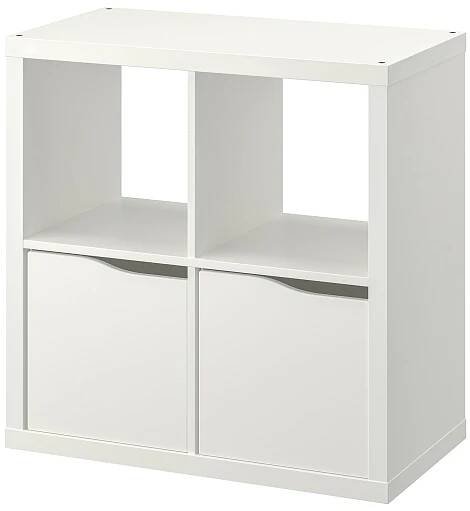 KALLAX shelving unit, with 2 doors/wave shaped white, 77x77 cm - IKEA
