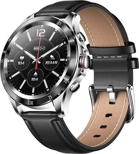 Chytré hodinky Madvell Onyx s bluetooth voláním černá s černým koženým řemínkem