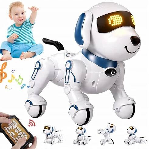 INTERAKTIVNÍ ROBOTICKÝ PES DÁLKOVĚ OVLÁDANÝ HLASEM, PEJSEK DĚLÁ TRIKY, TANČÍ