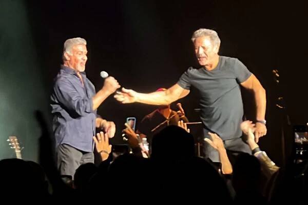 Actor Sylvester Stallone took the stage at his brother Frank's headlining show at the Hard Rock Hotel and Casino in Atlantic City on Friday night. Sly's wife of 25 years recently filed for divorce. Pictured: Sylvester Stallone,Frank Stallone Ref: SPL5337193 030922 NON-EXCLUSIVE Picture by: SplashNews.com Splash News and Pictures USA: +1 310-525-5808 London: +44 (0)20 8126 1009 Berlin: +49 175 3764 166 photodesk@splashnews.com World Rights,