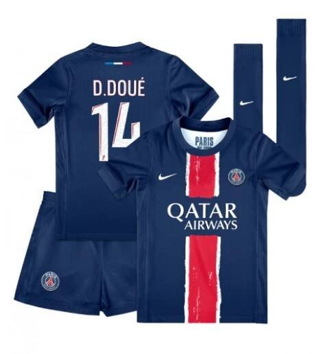 Paris Saint-Germain Desire Doue #14 Domácí dres pro děti 2024-25 Krátký Rukáv (+ trenýrky)