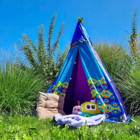 VELKÝ STAN PRO DĚTI TEEPEE TIPI DOMEČEK STABILNÍ MODRÝ Barva vícebarevná