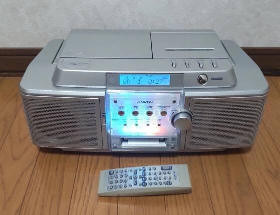 ★動作美品★ビクター CD/MDラジカセ クラビア RC-Z1MD-S シルバー