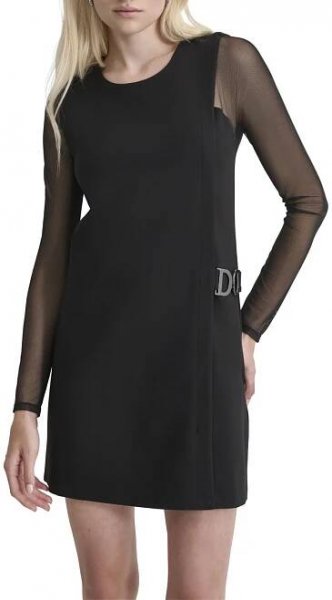 ŠATY DKNY LONG MESH SLEEVE W/ - Fotografie č. 3